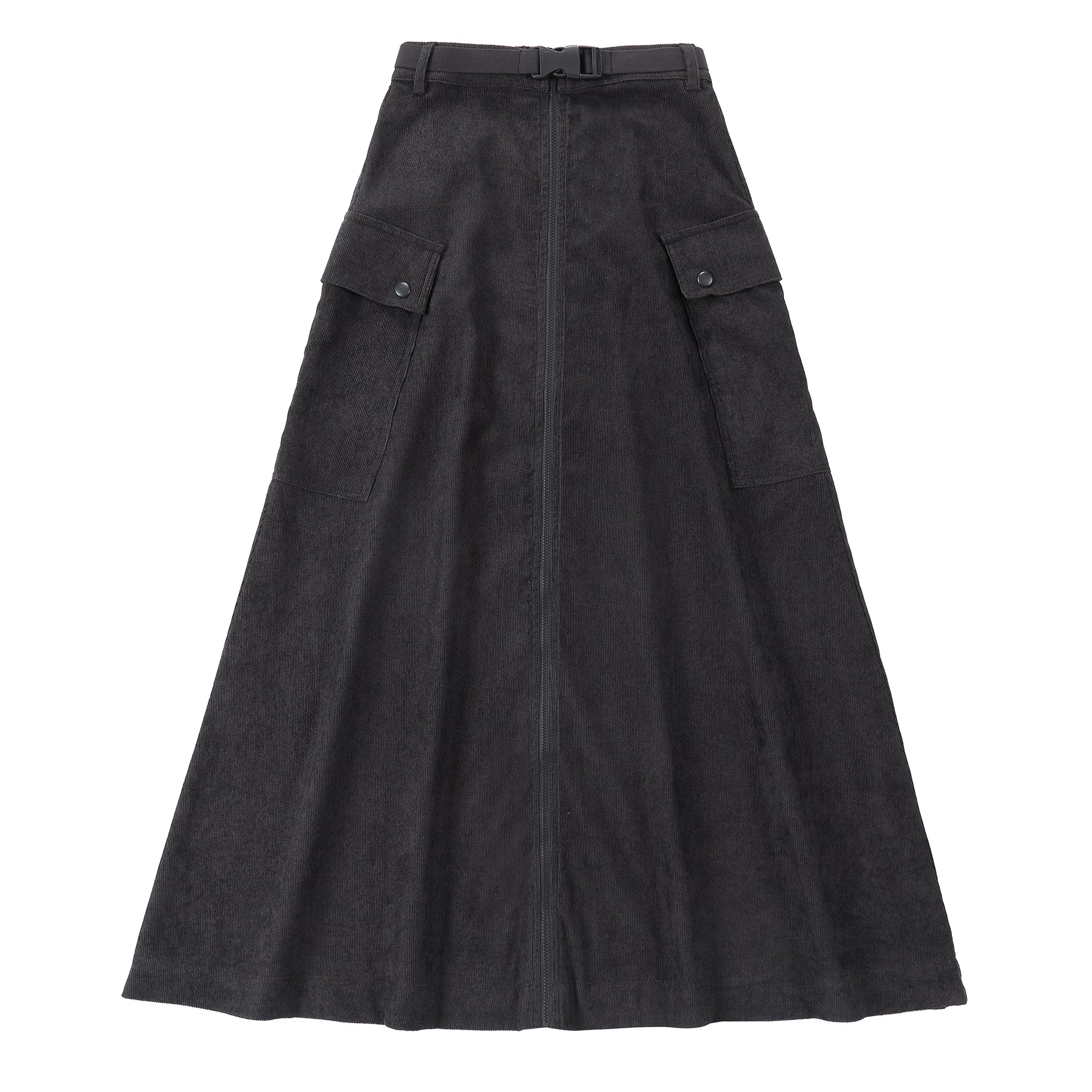 Grey Corduroy Cargo Skirt