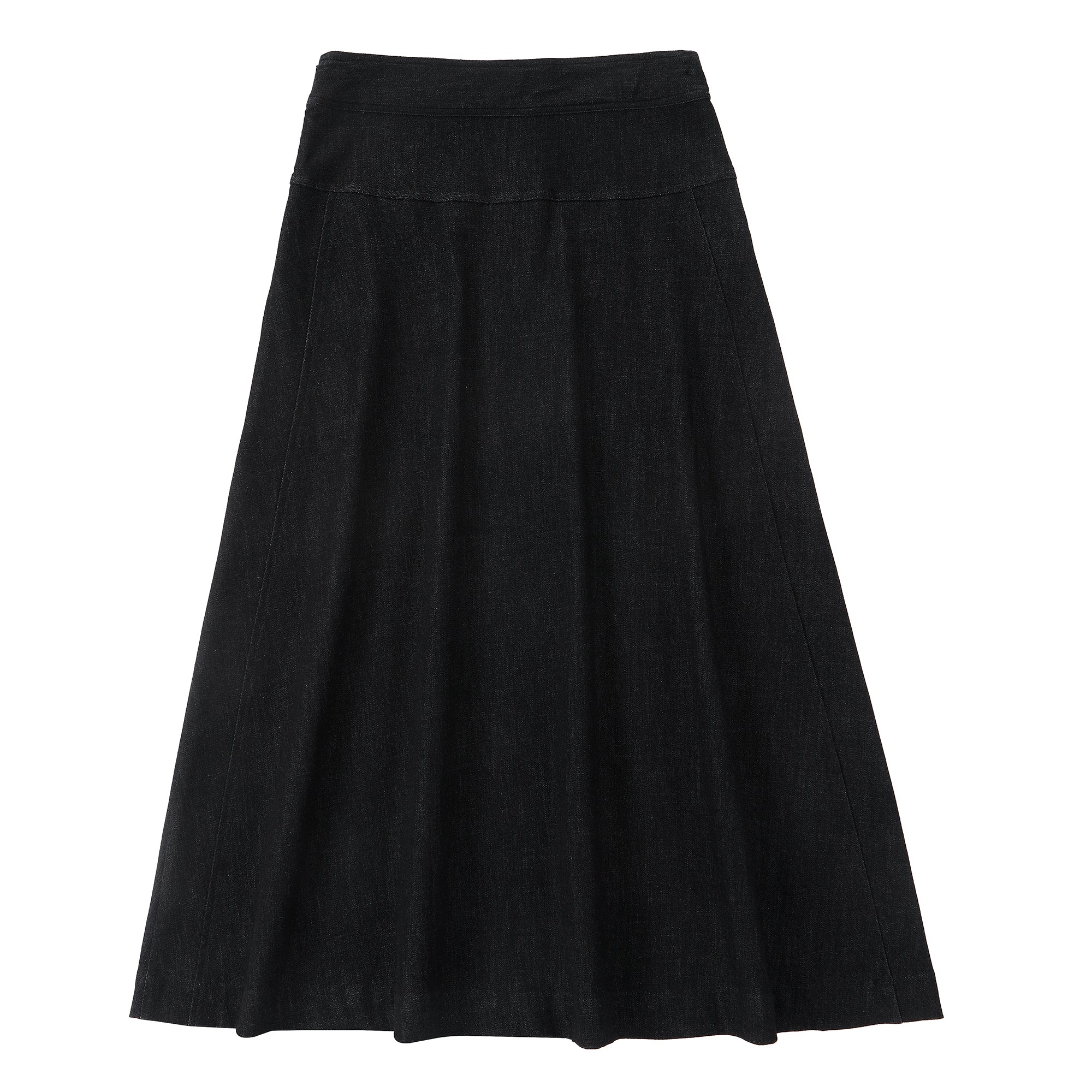 Black Denim A-line Yoke Skirt