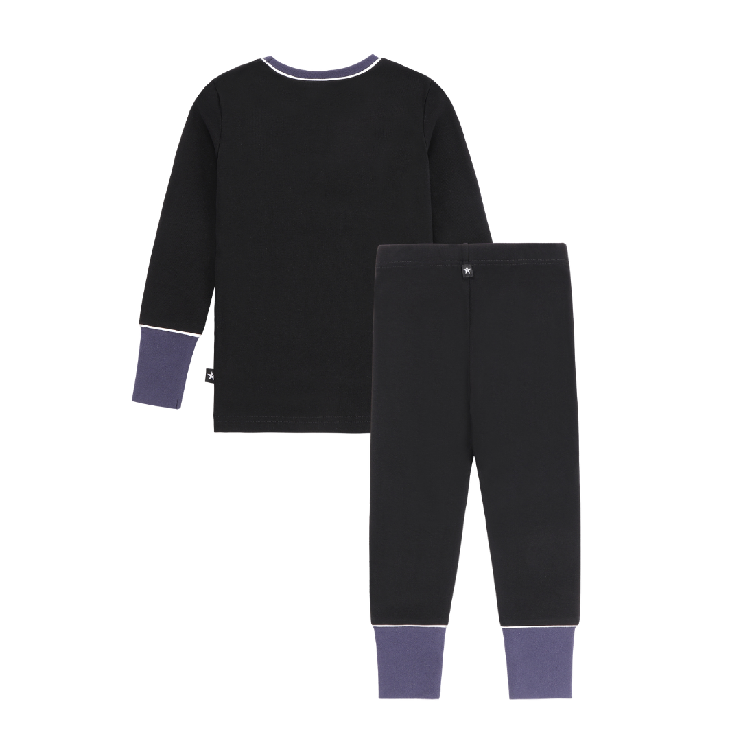 Boys Black Blue Stamped Pajamas
