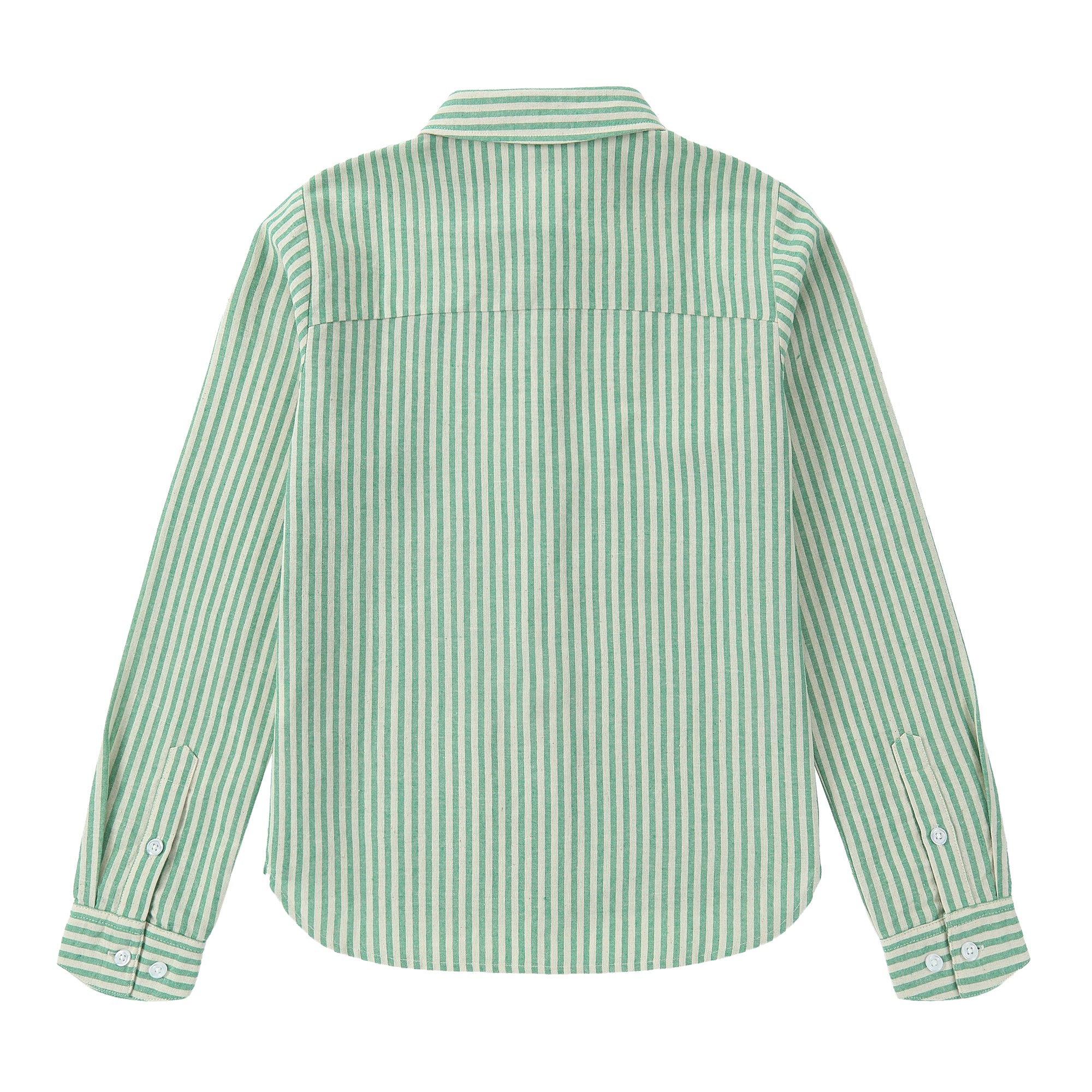 Teens Green Stripe Collared Shirt