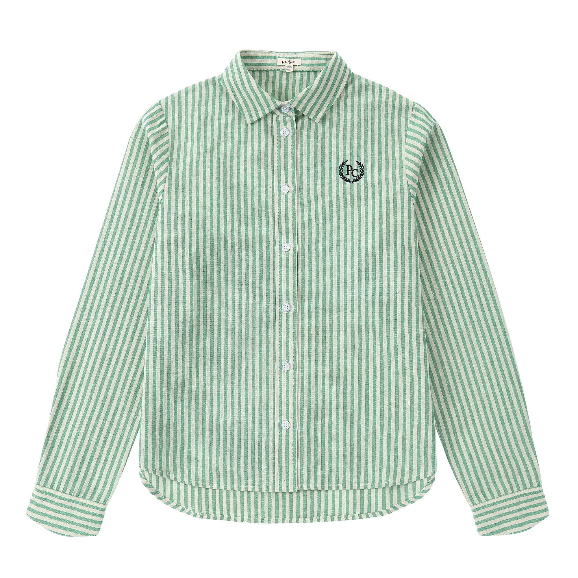 Teens Green Stripe Collared Shirt