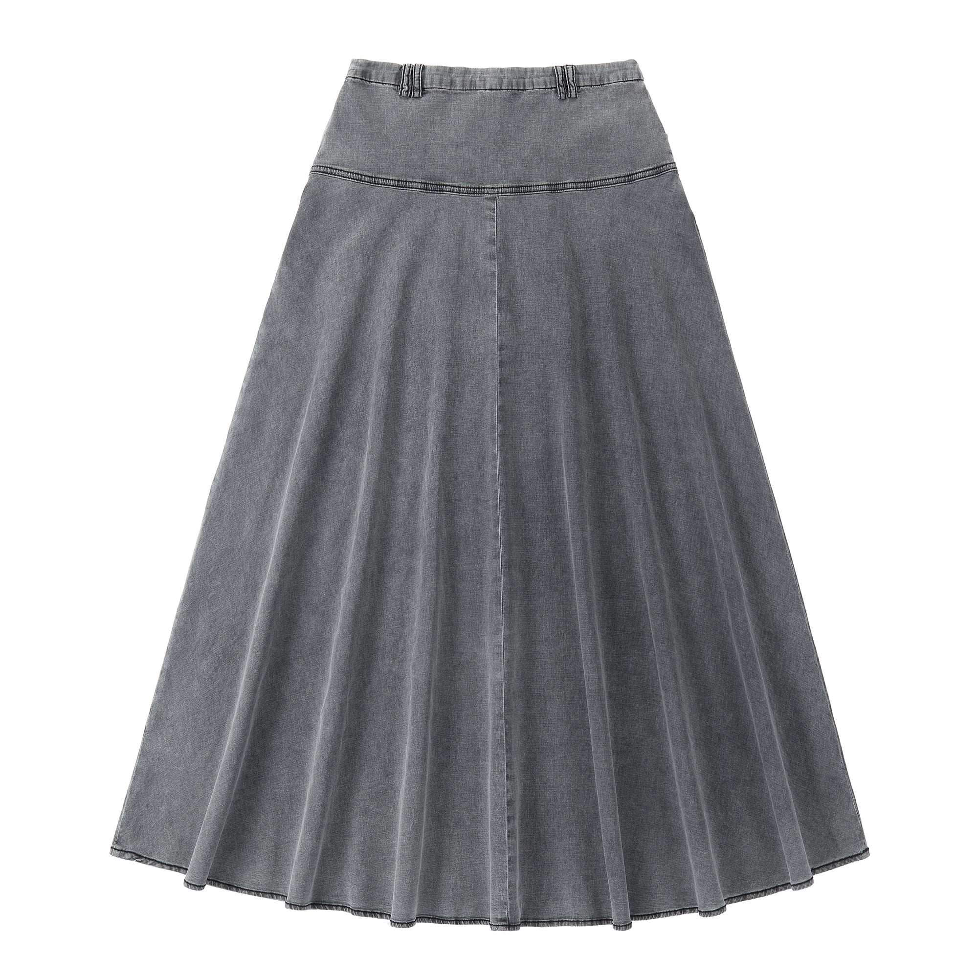 Teens Grey Denim A-Line Skirt with Yoke