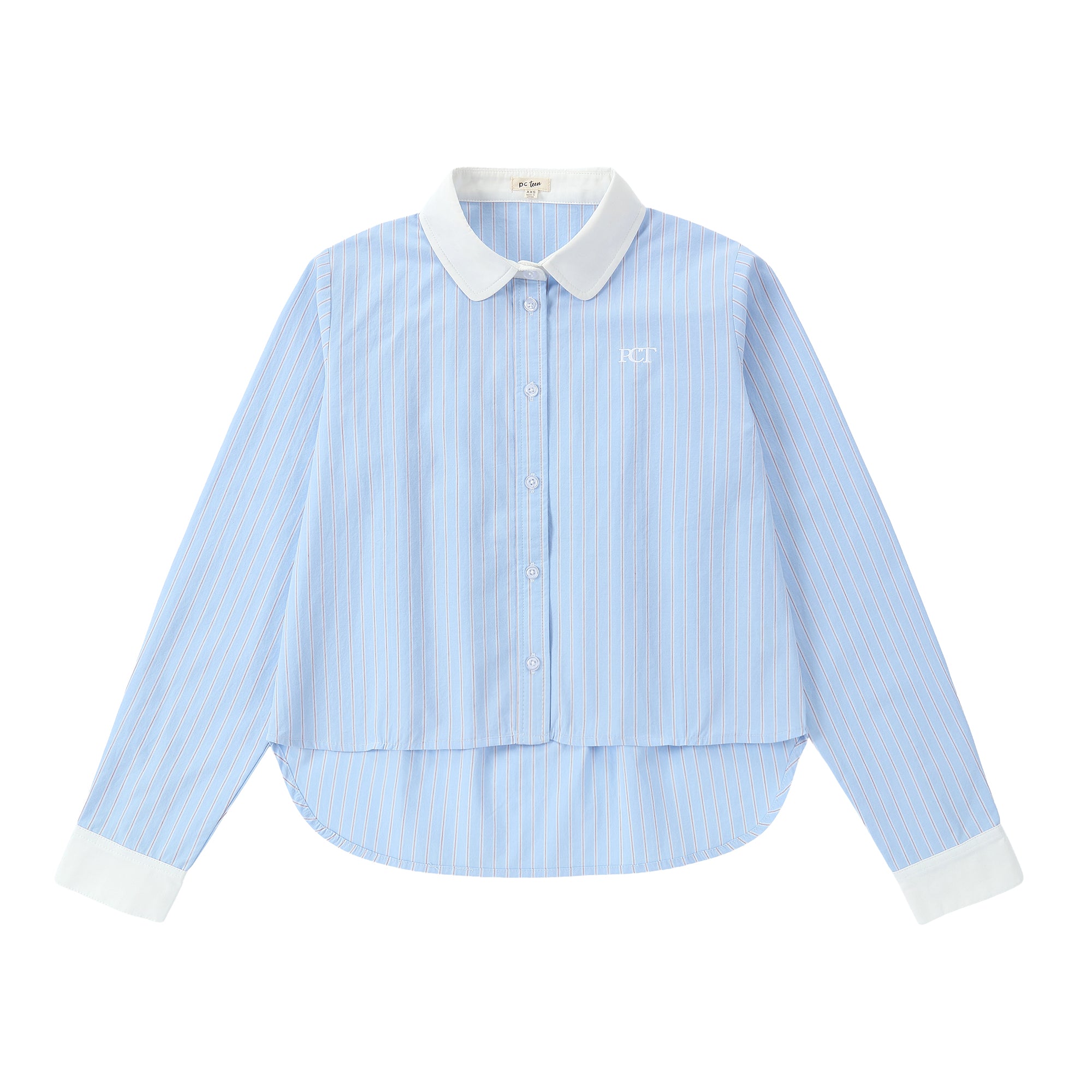 Teens Stripe Crop Collared Shirt