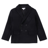 Navy Pique Double Breasted Blazer