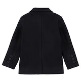 Navy Pique Double Breasted Blazer