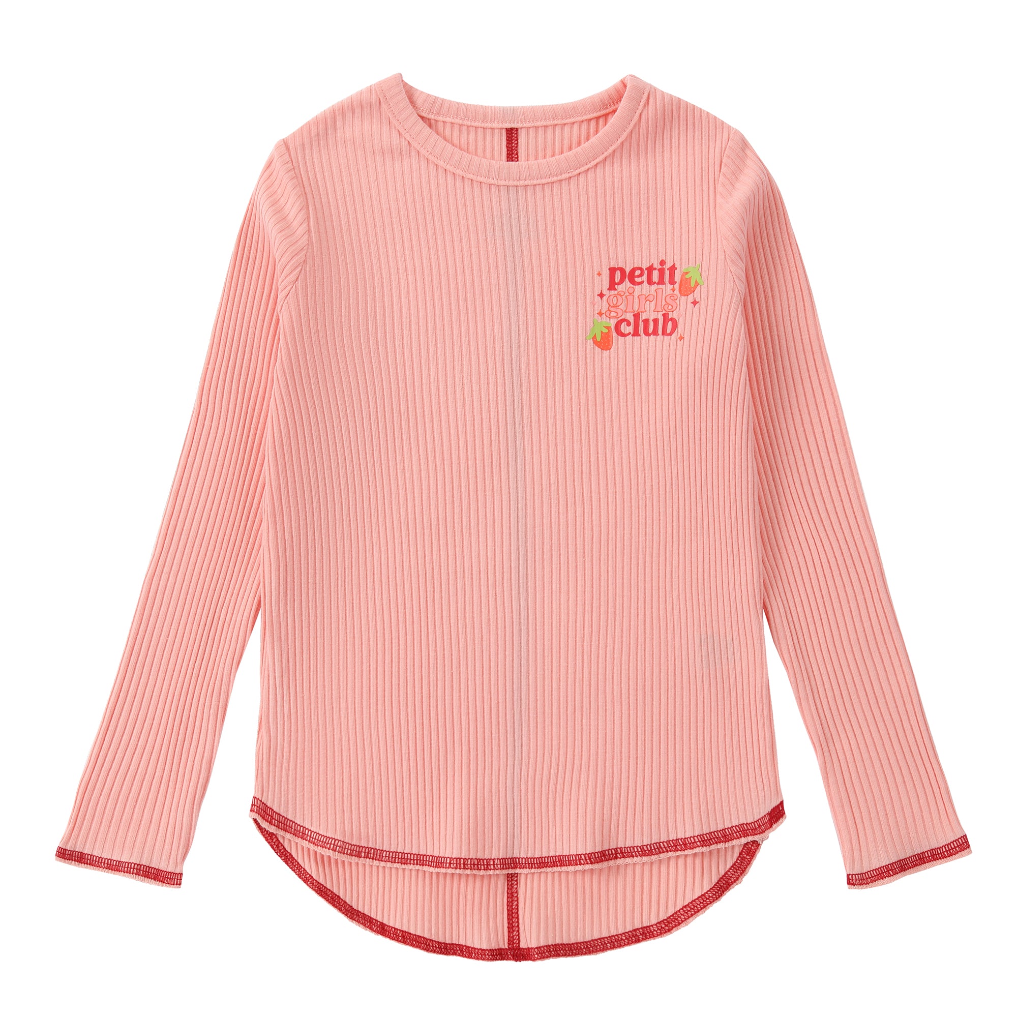Girls Pink T-Shirt with Red Contrast
