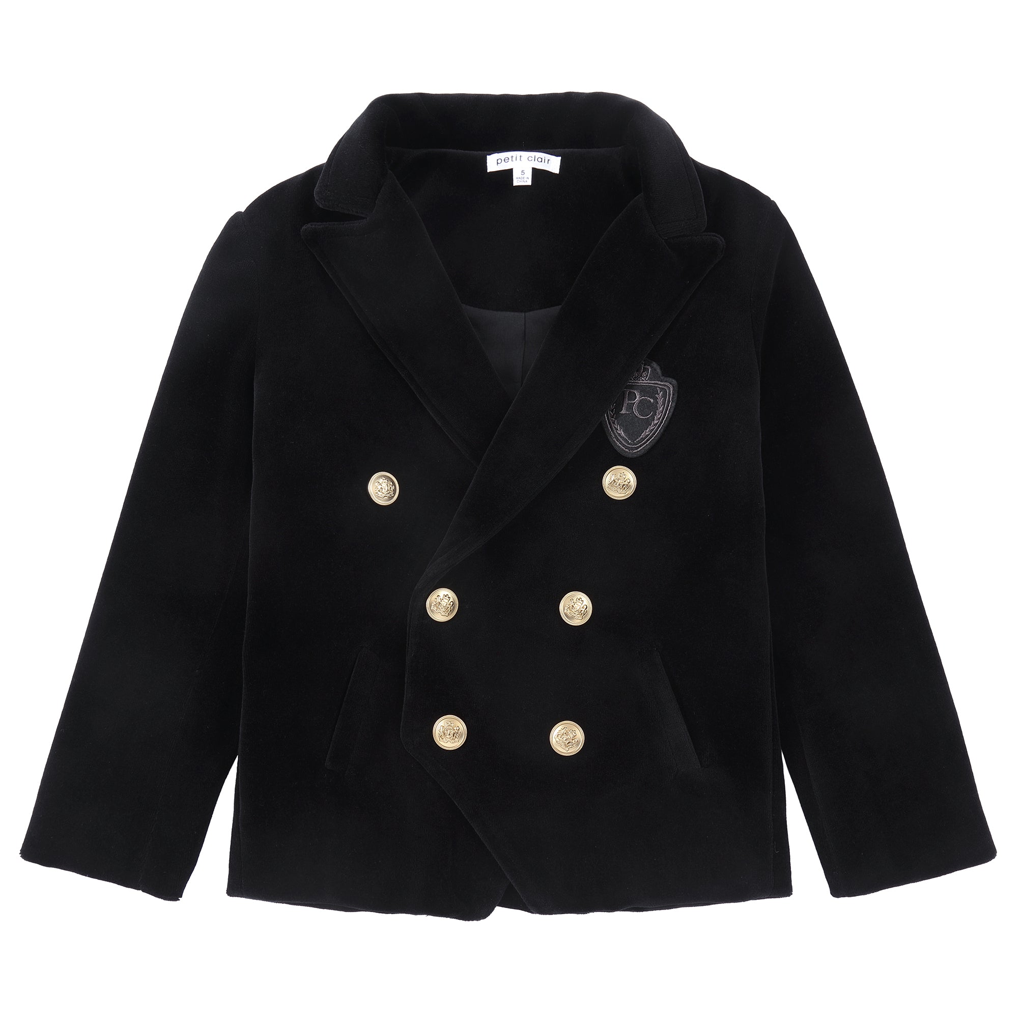 Black Velvet Gold Button Blazer