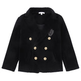 Black Velvet Gold Button Blazer