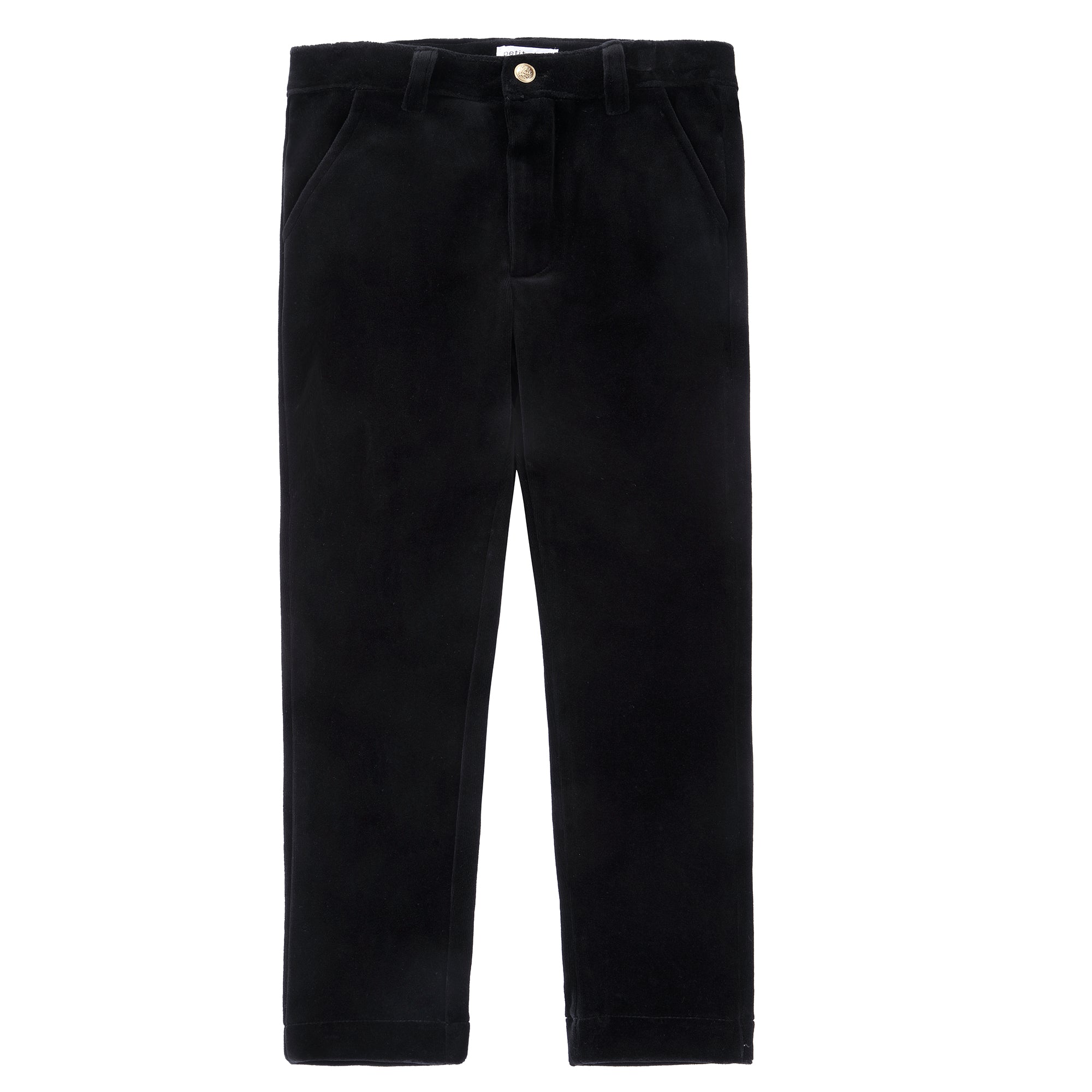 Black Velvet Gold Button Pants
