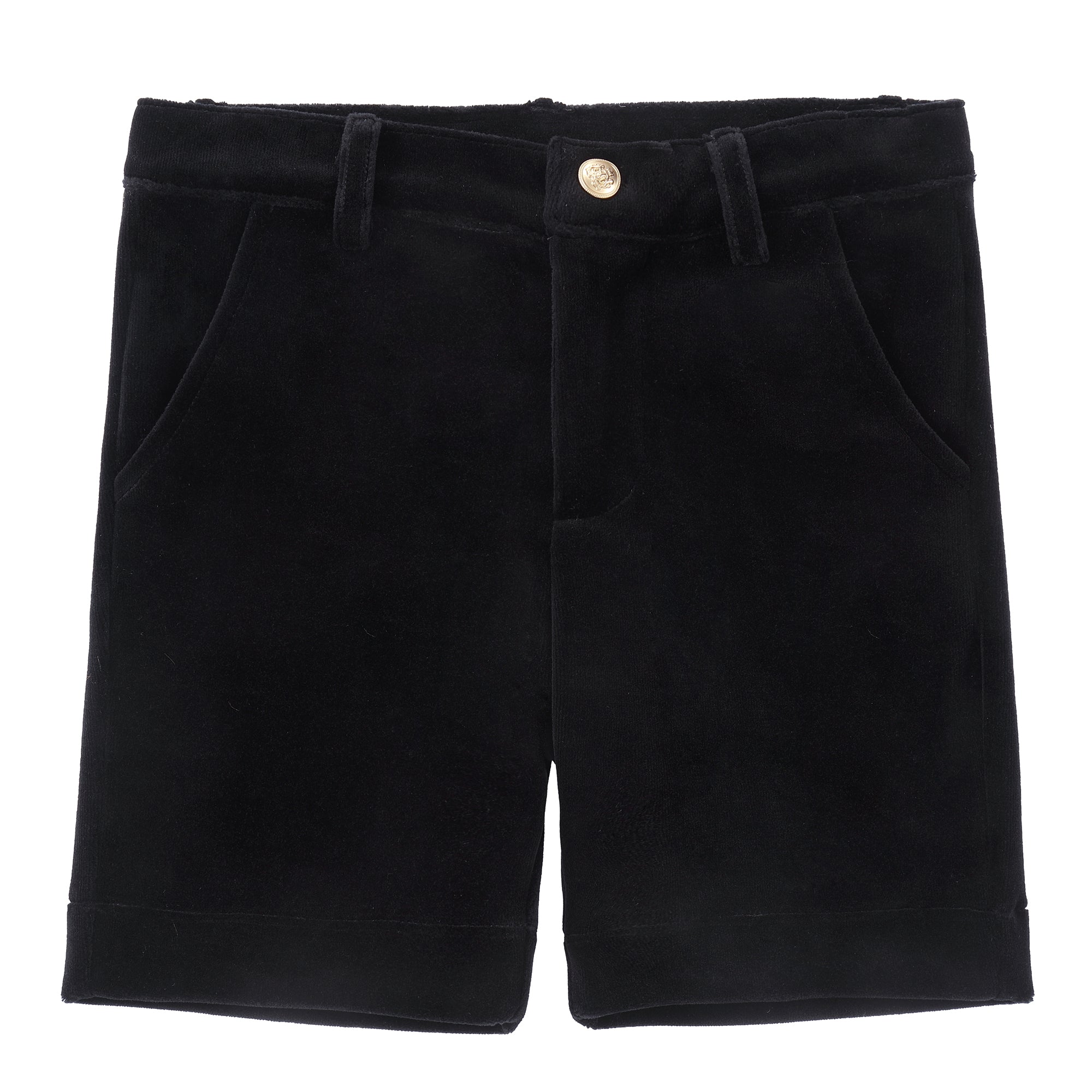 Black Velvet Gold Button Shorts