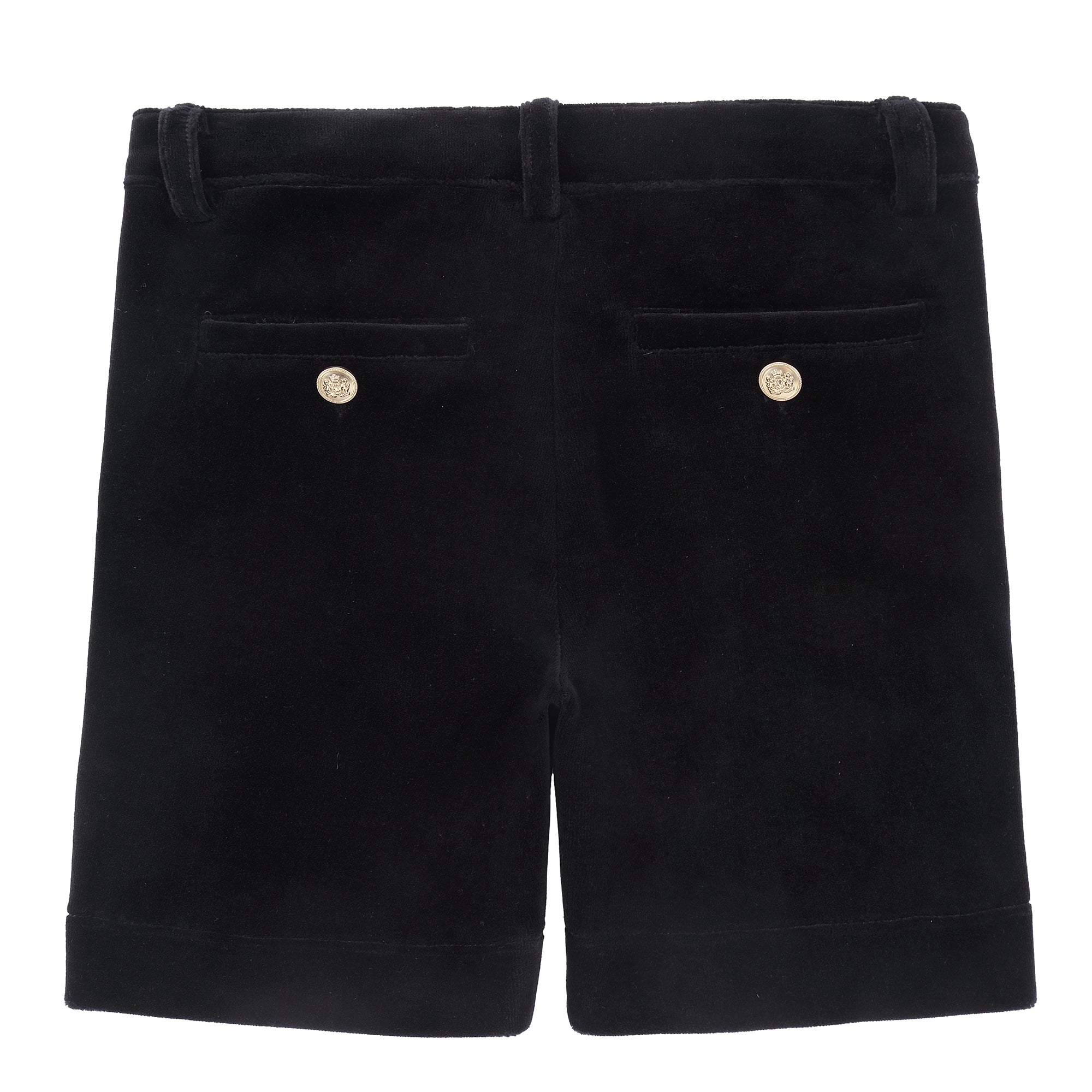 Black Velvet Gold Button Shorts
