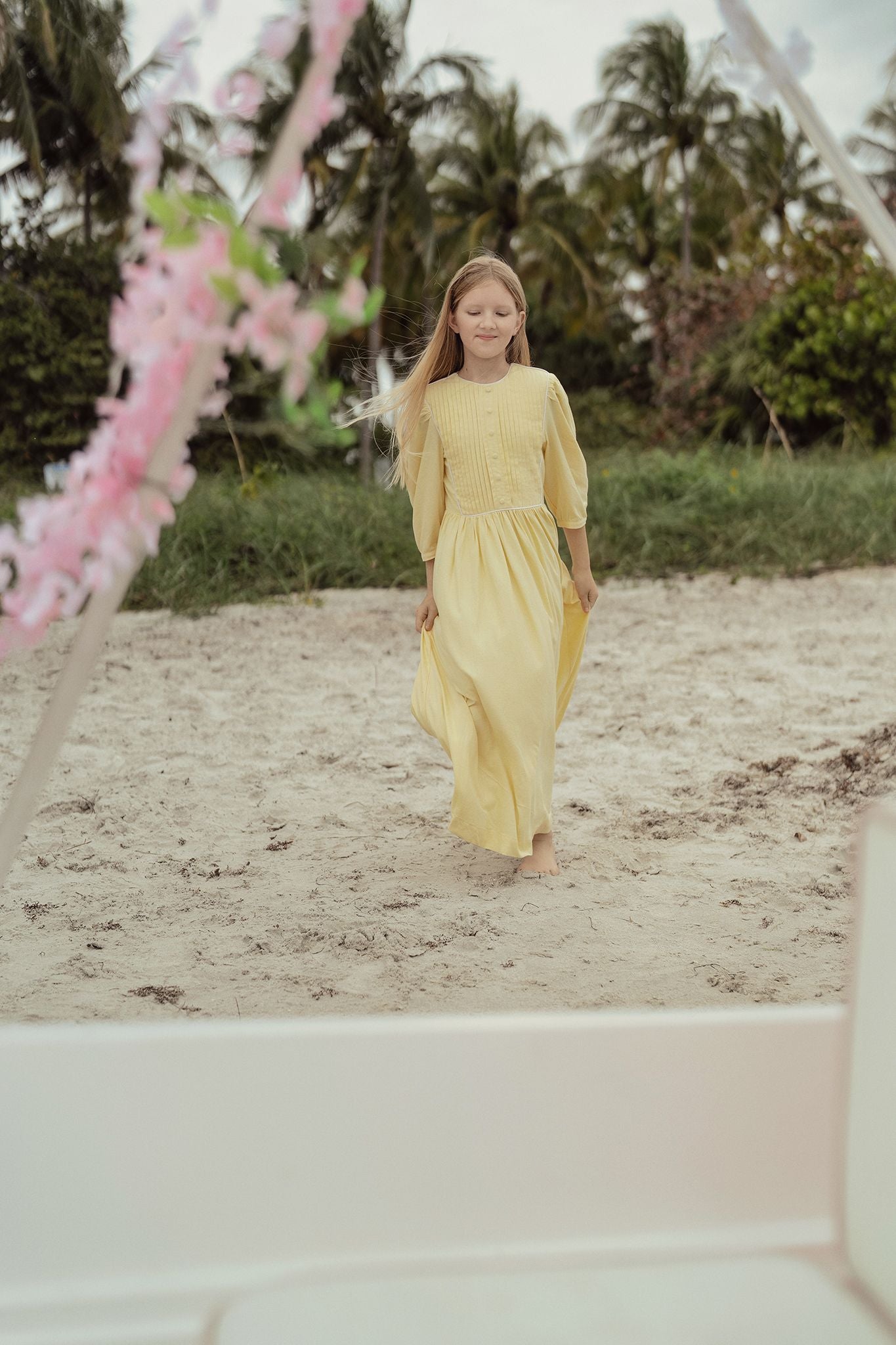 Girls Golden Petals Midi/Maxi Dress