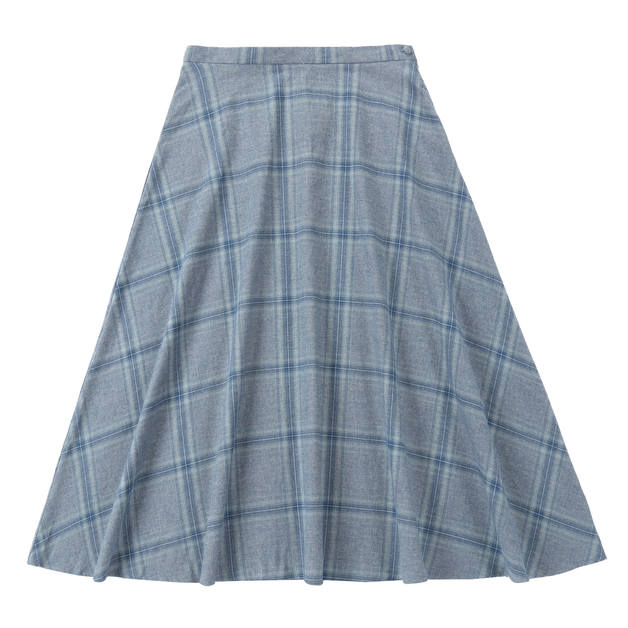 Blue Woven Plaid Skirt
