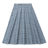 Blue Woven Plaid Skirt