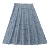 Blue Woven Plaid Skirt