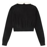 Black Floral Collar Sweater
