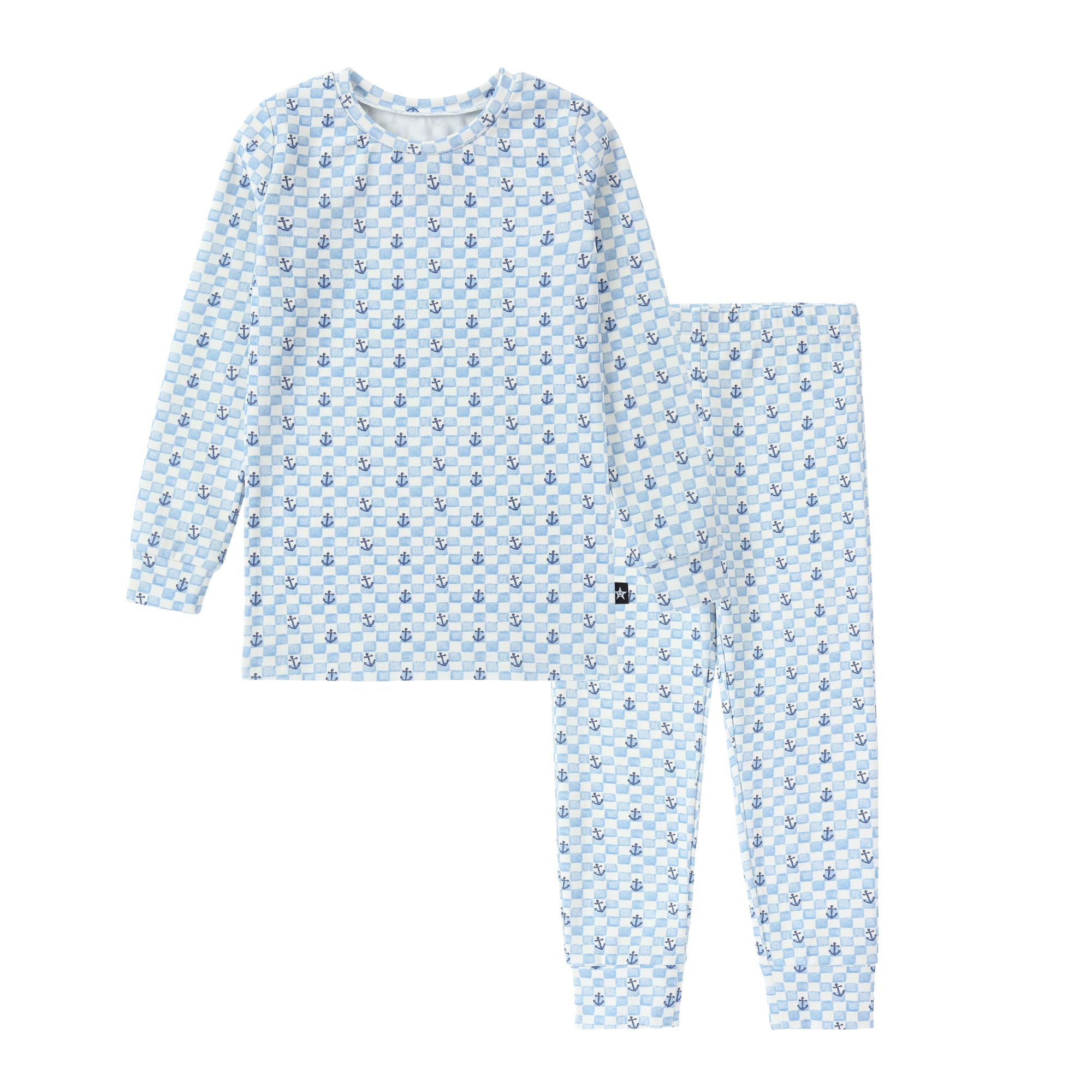 Boys Blue Checkered Anchor Pajama