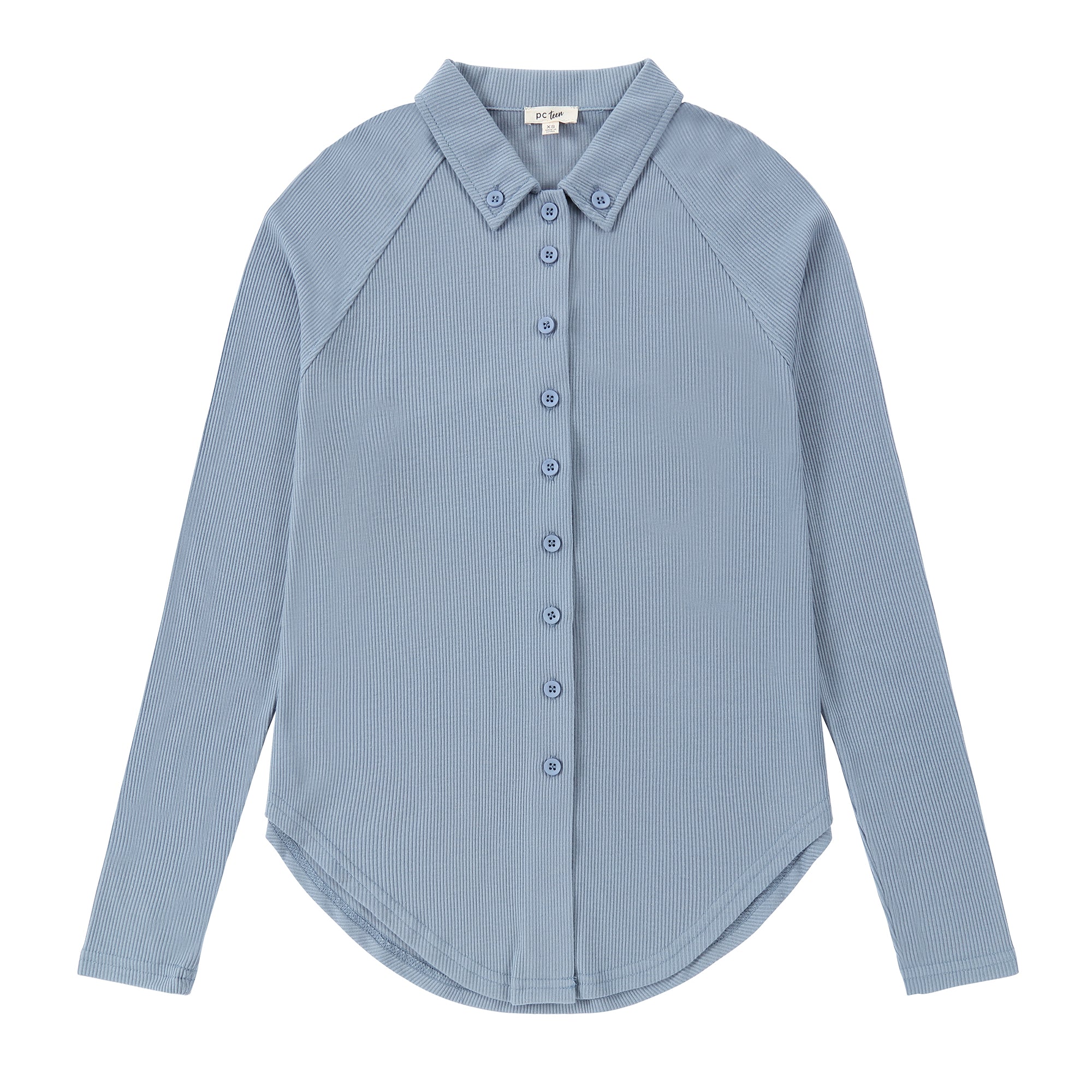 Sky Blue Button Down Ribbed Top