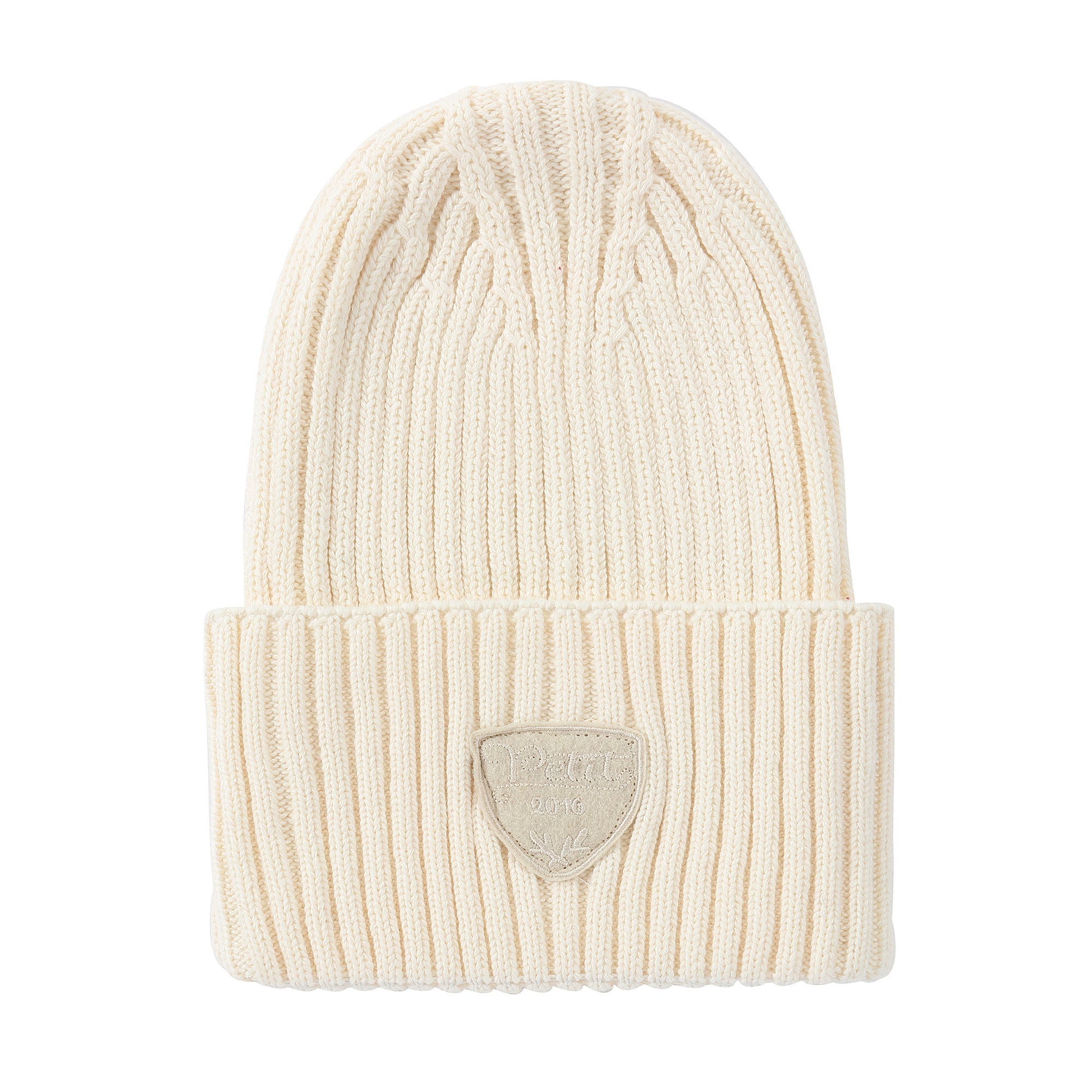 Cream Ribbed Knit Beanie