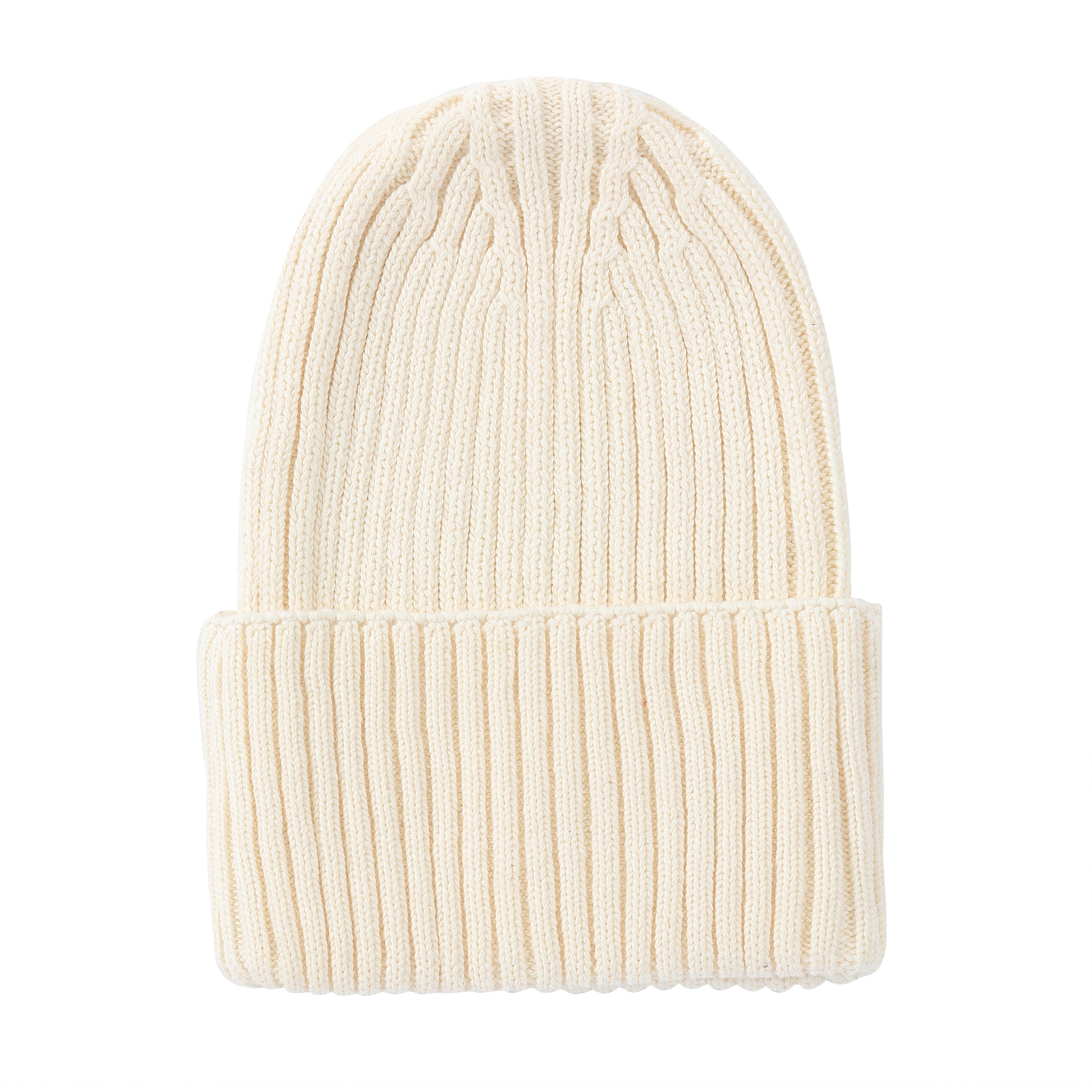 Cream Ribbed Knit Beanie