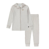 Girls Tan White Stripe Grandpa PJ