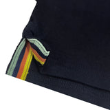 Navy Long Sleeve Polo With Colorful Stripes
