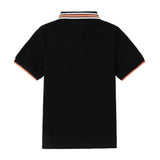 Black Short Sleeve Polo With Orange and White Accents