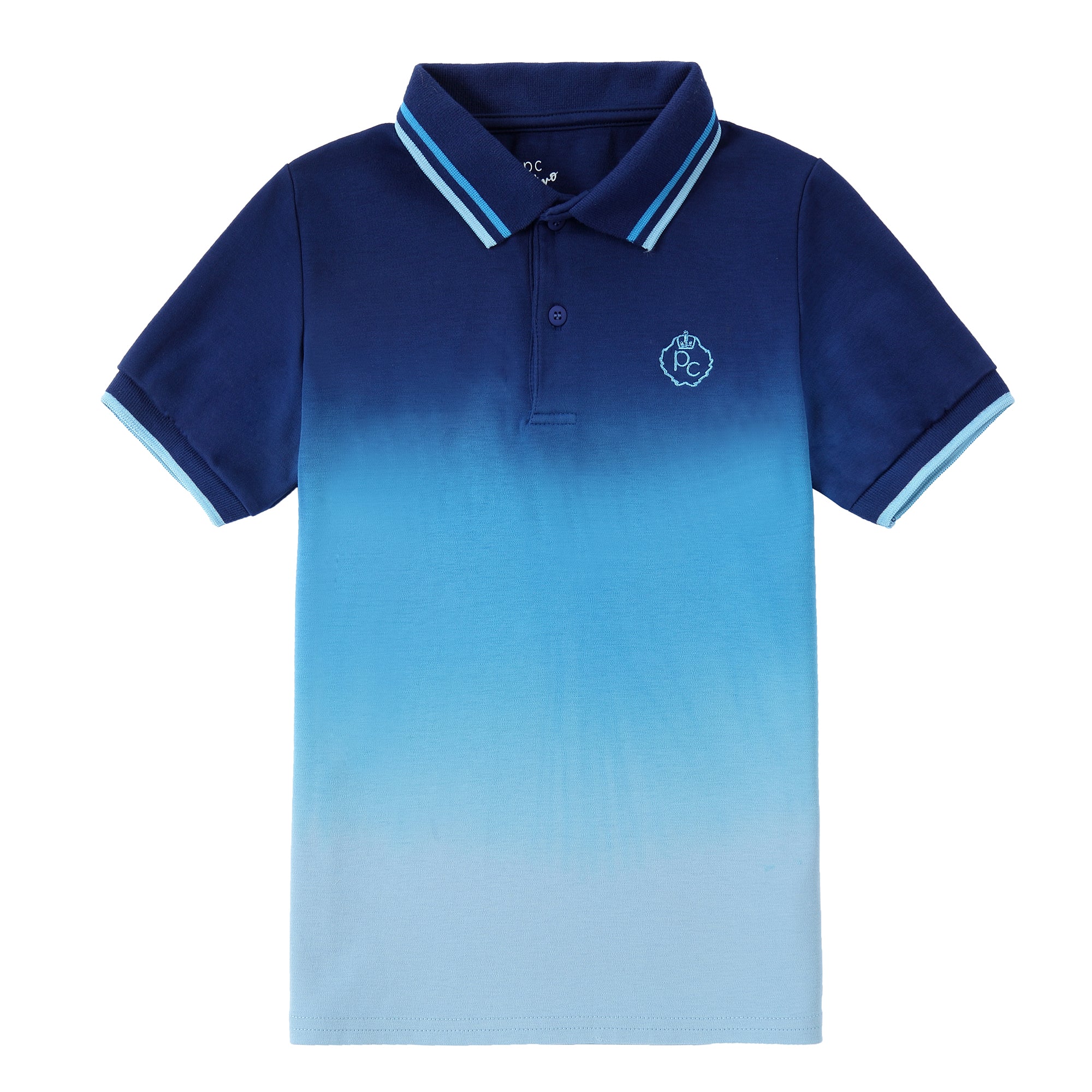 Blue Ombre Dyed Short Sleeve Polo