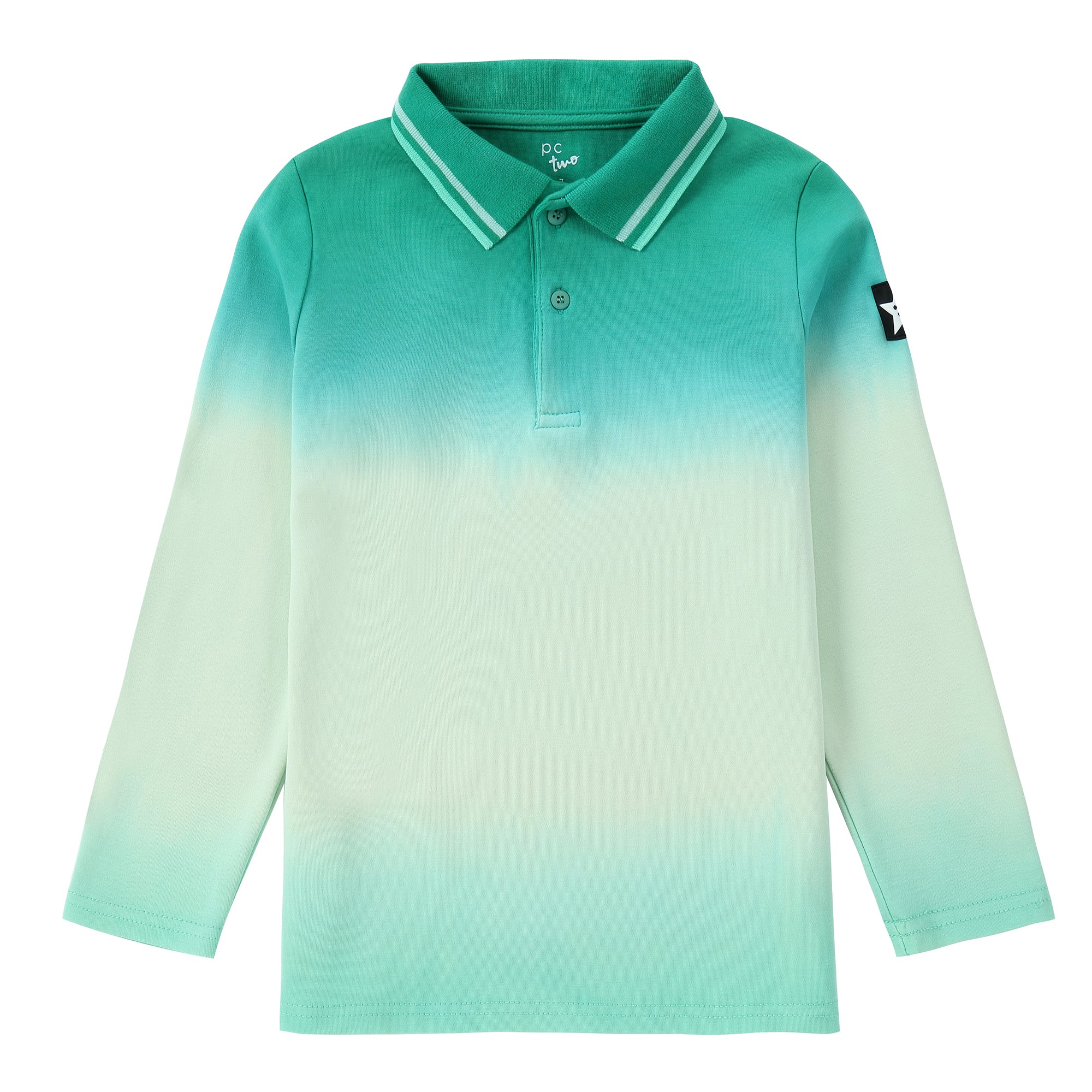 Green Ombre Dyed Long Sleeve Polo