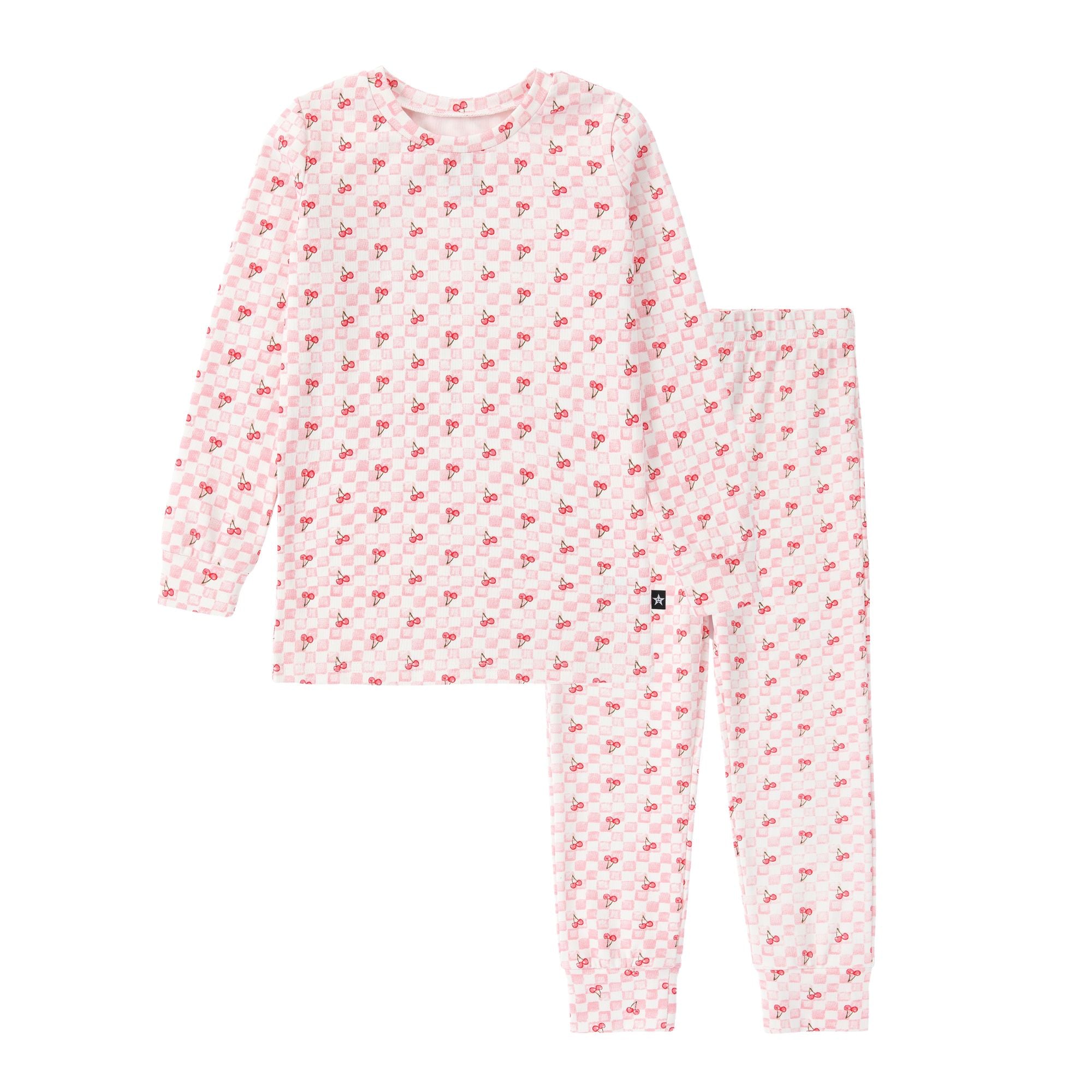 Girls Pink Checkered Cherry Pajama