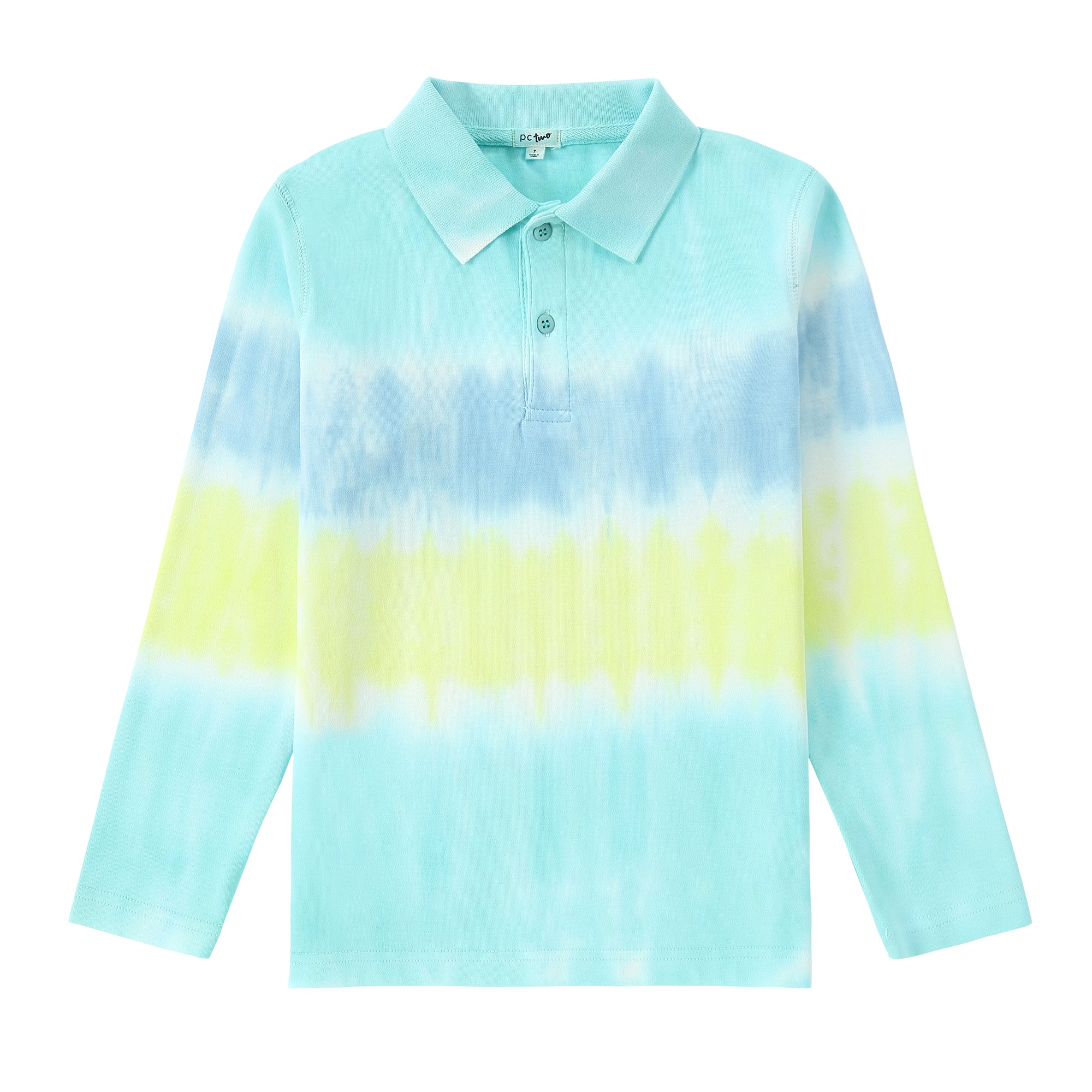 Tie Dyed Stripe Long Sleeve Polo