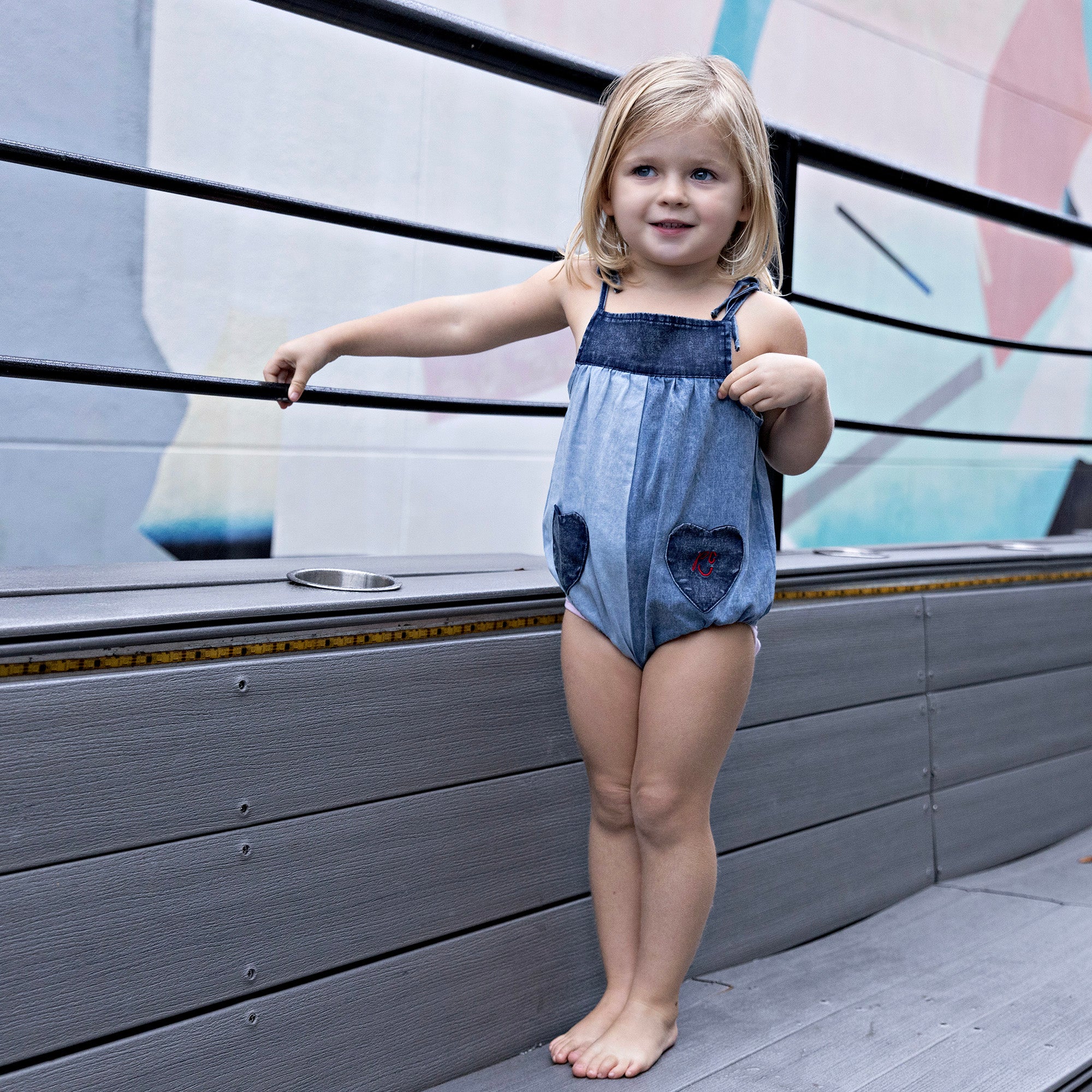 Denim Remix Heart Romper