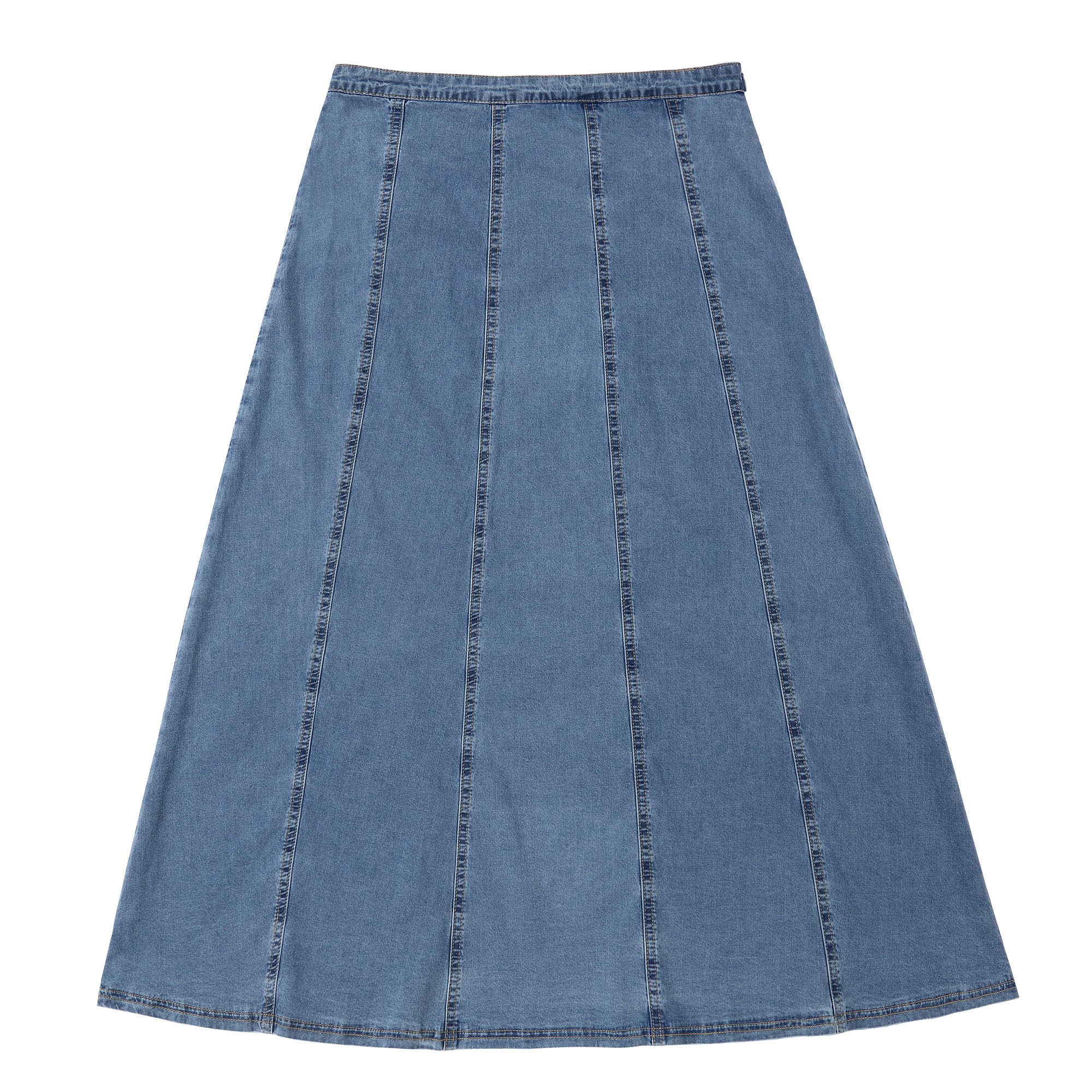 Denim Maxi Paneled Skirt