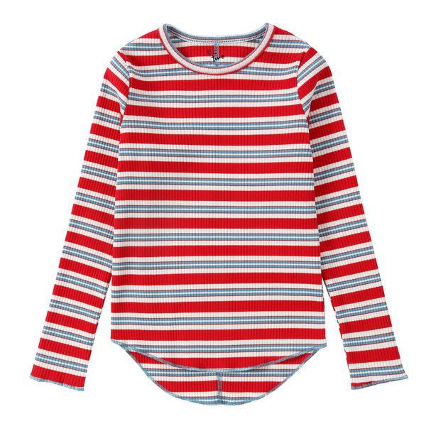 トップス theredthread S symbol bicolor tops Red Short Sleeve Top with Shoulder Studs T26341 – Southern