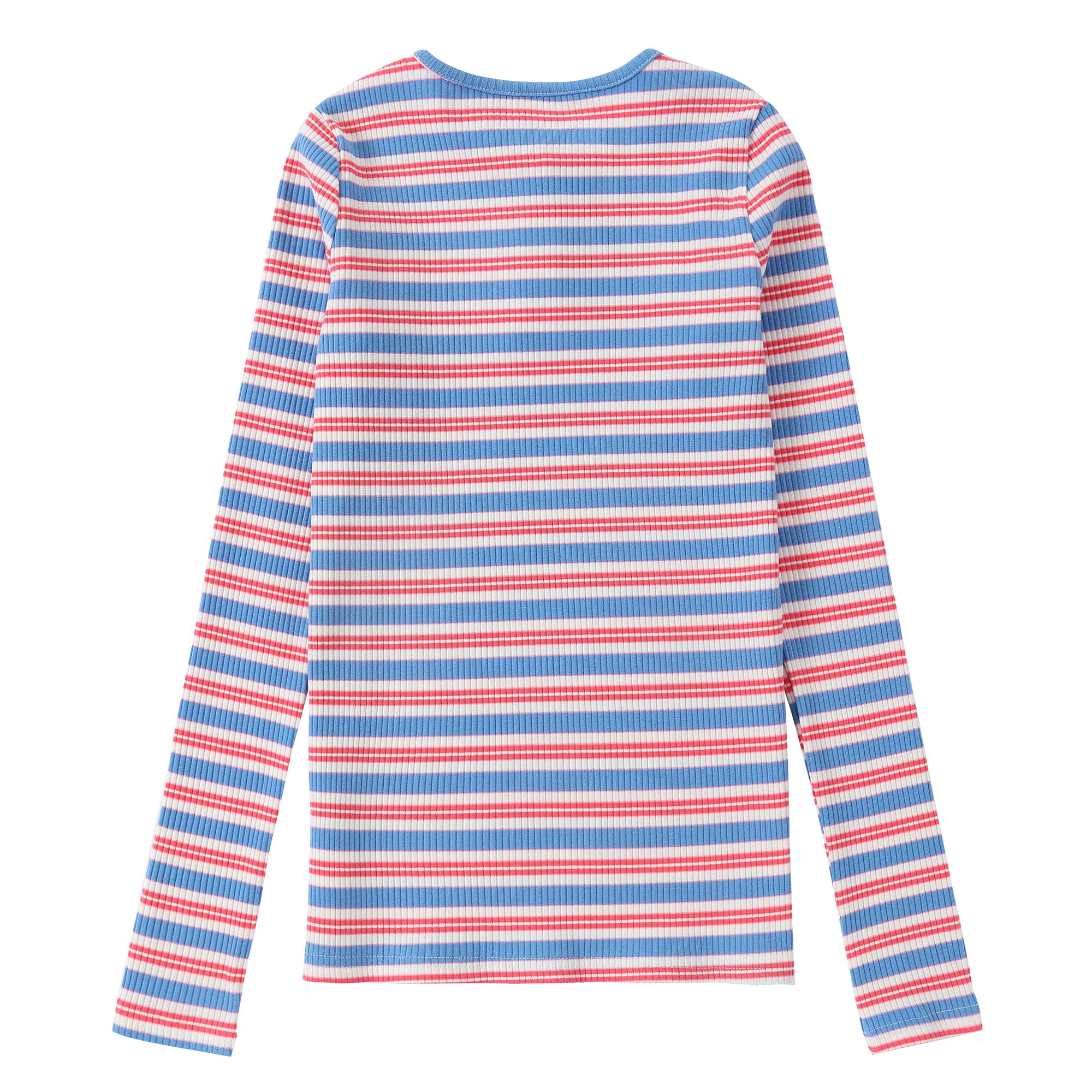 Blue & Pink Striped Henley T-Shirt