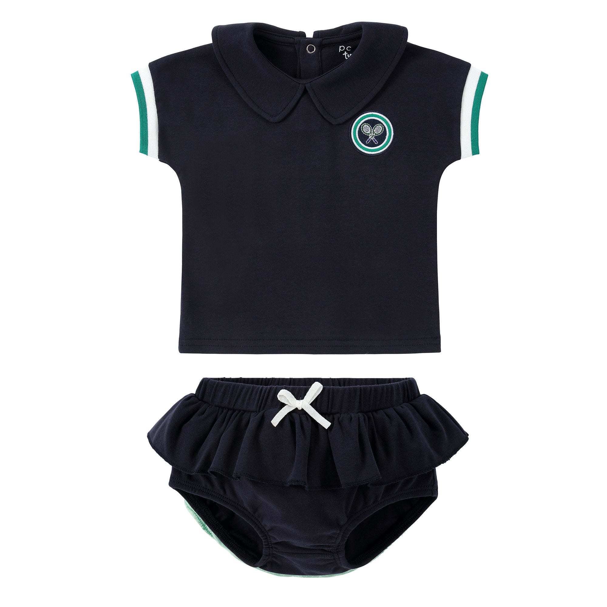 Navy Collared T-Shirt Set With Tennis Patch Set