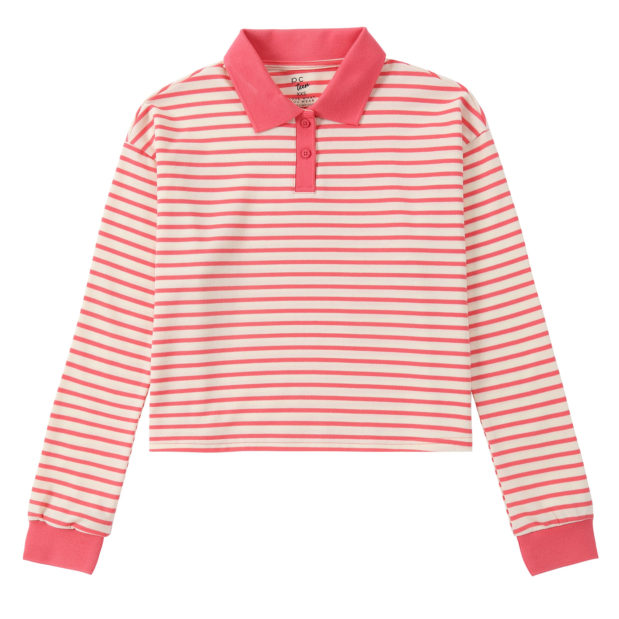 Pink Striped Collared Top