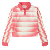 Pink Striped Collared Top