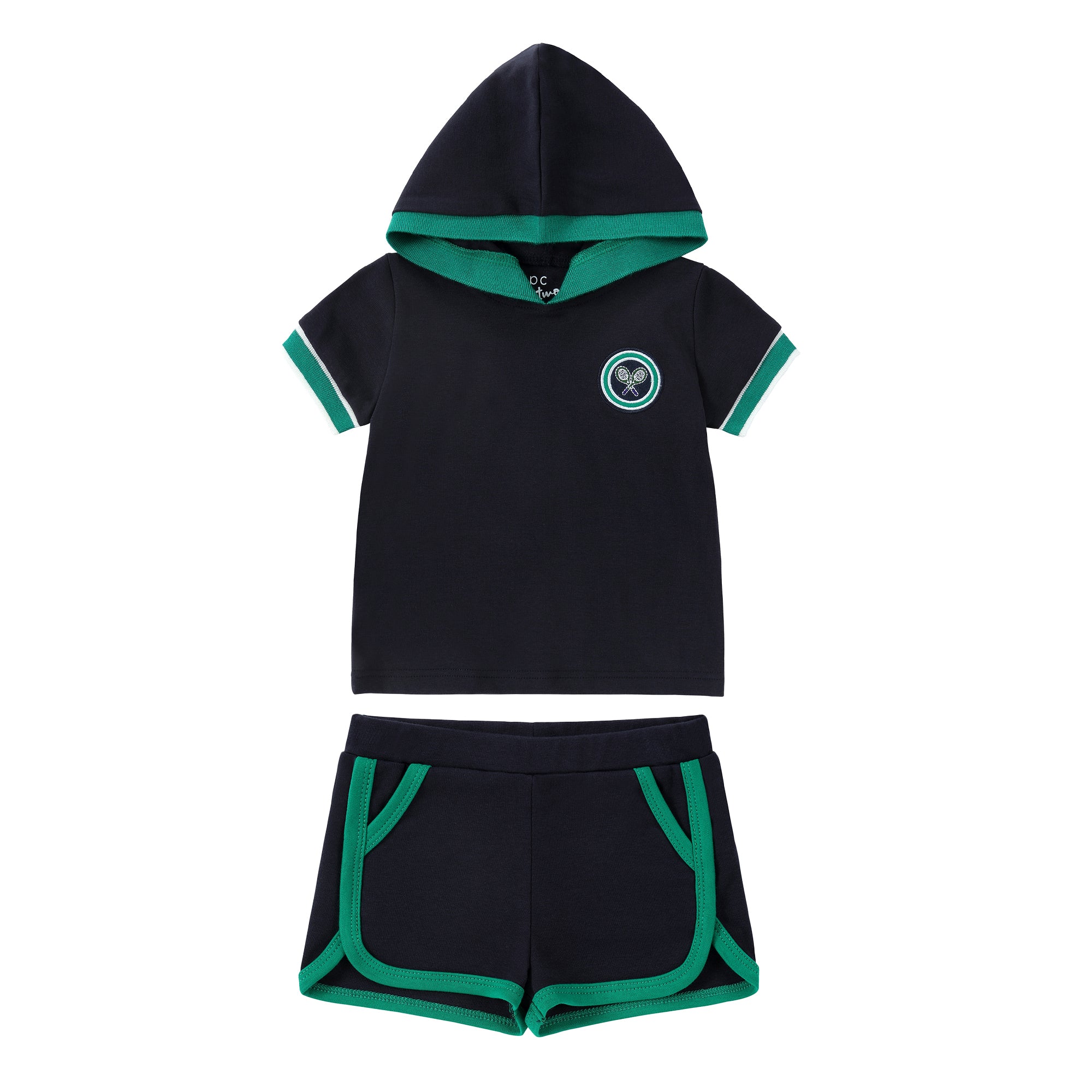 Navy Hooded T-Shirt With Tennis Patch Set