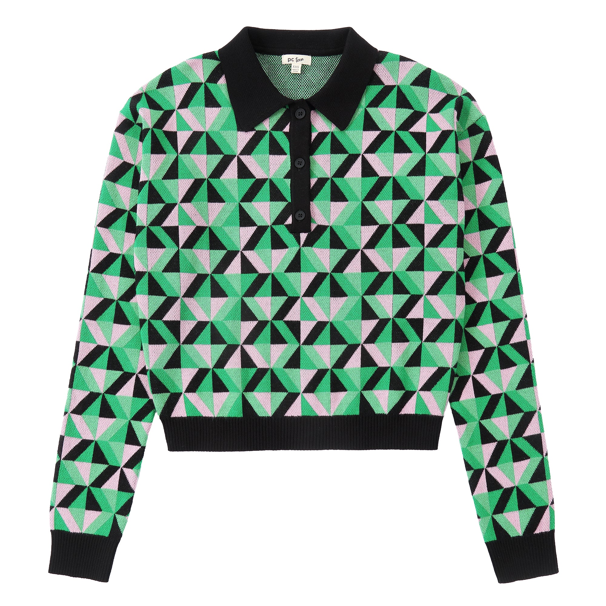 Green & Pink Geometric Sweater