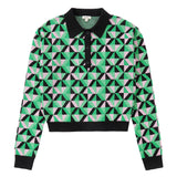 Green & Pink Geometric Sweater