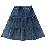 Blue Denim Jersey Tiered Skirt