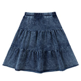 Blue Denim Jersey Tiered Skirt