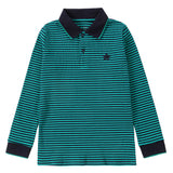 Navy & Green Striped Polo