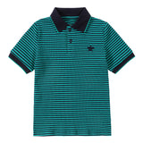 Navy & Green Striped Polo