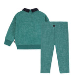 Baby Boys Green Wash Race Horse Sweatshirt with Denim Collar Set