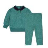 Baby Girls Green Wash Racehorse Sweatshirt with Denim Collar