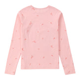 Pink Embroidered Long Sleeve Floral T-Shirt