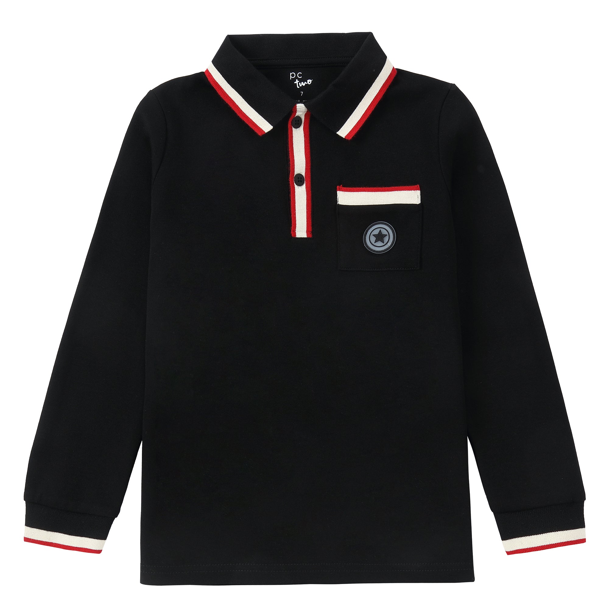 Black / Red & White Trim Polo