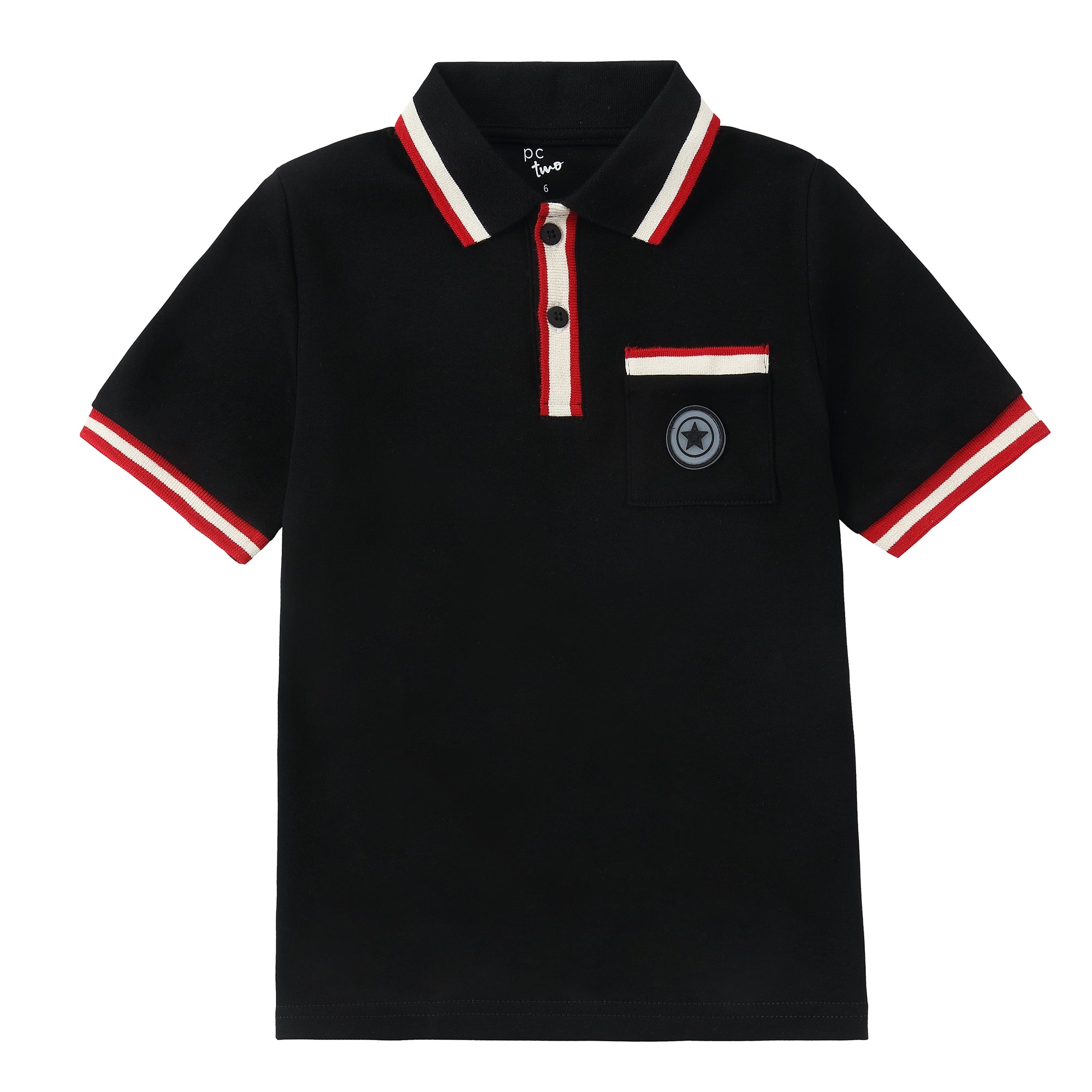 Black / Red & White Trim Polo